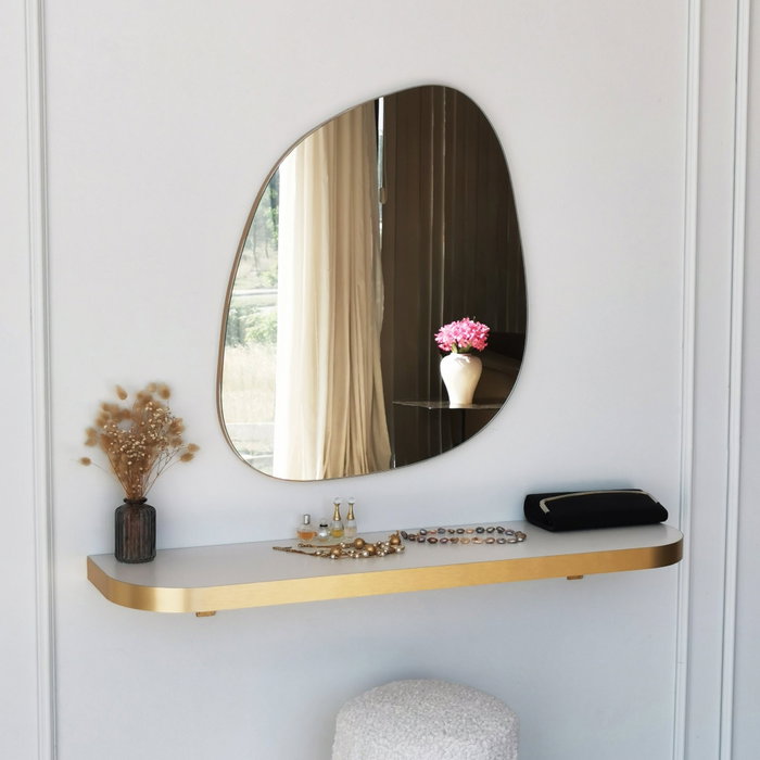 Hanah Home Soho Espejo Dorado 58x75 cm para Salón, Dormitorio o Baño